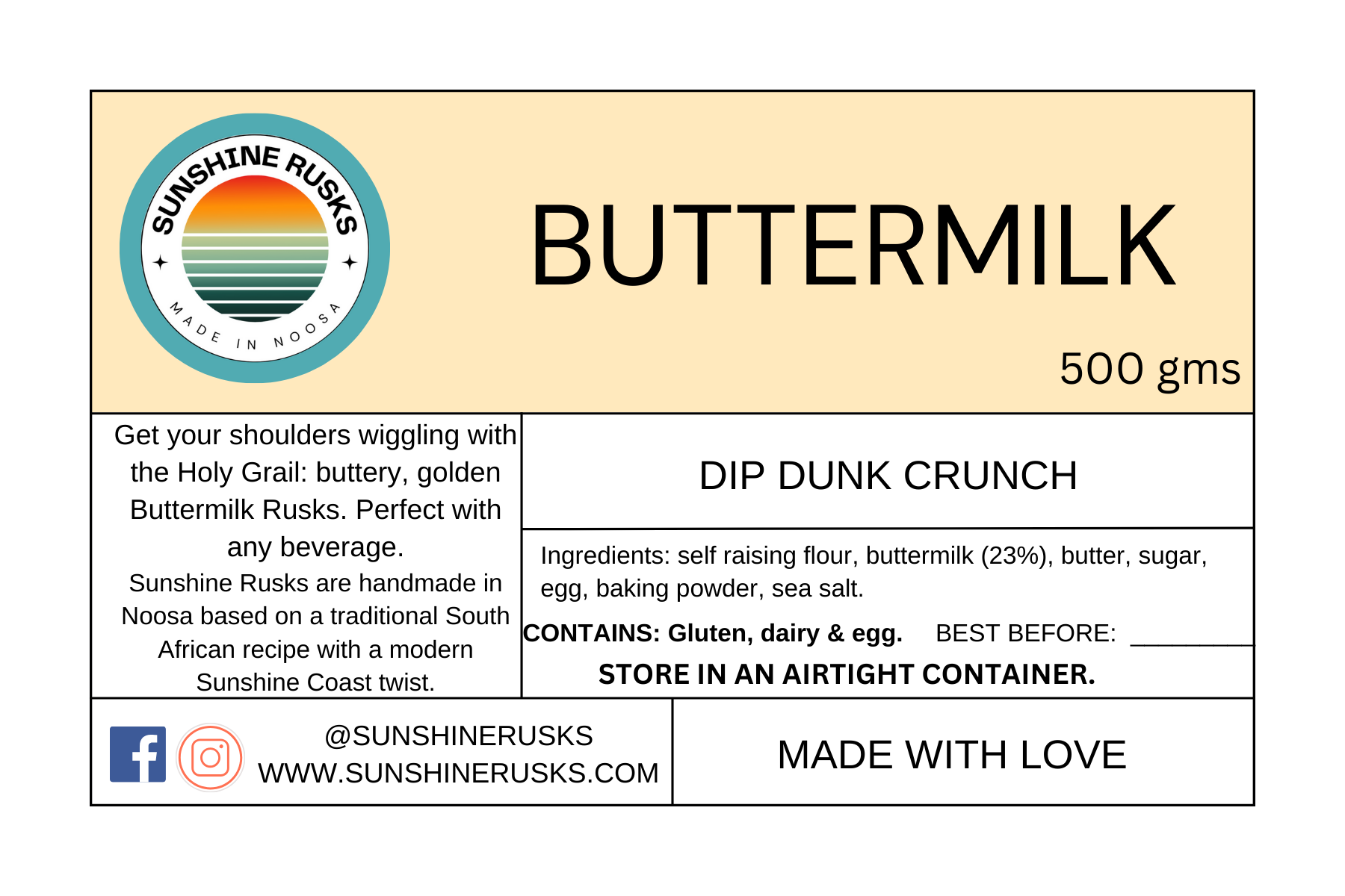 Blue Rusk Buttermilk Rusk - Sunshine Rusks