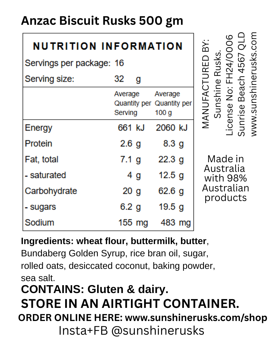 Anzac Biscuit Rusks - Sunshine Rusks
